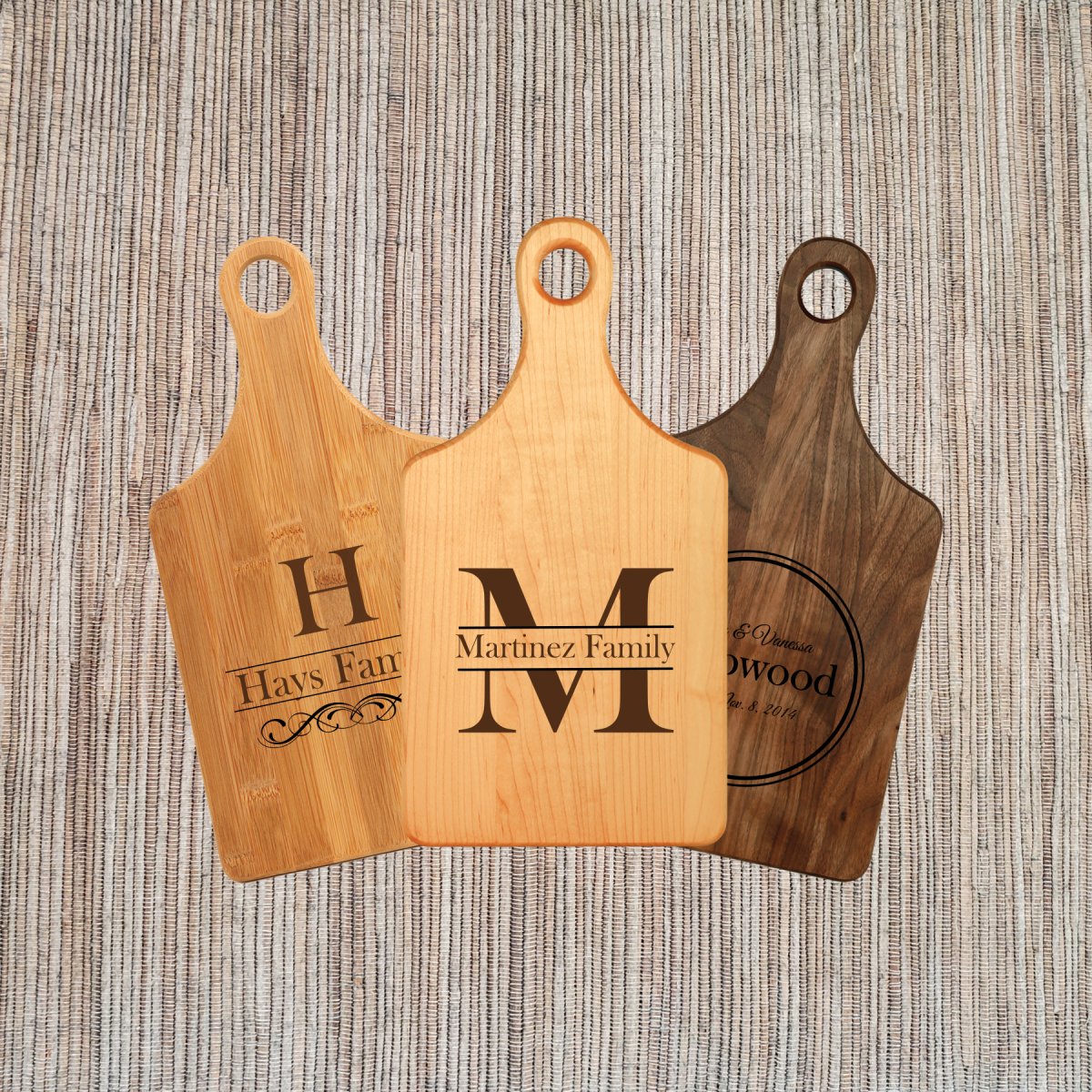 Personalized Paddle Style Cutting Boards with Handles