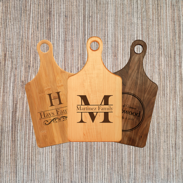 Personalized Paddle Style Cutting Boards with Handles