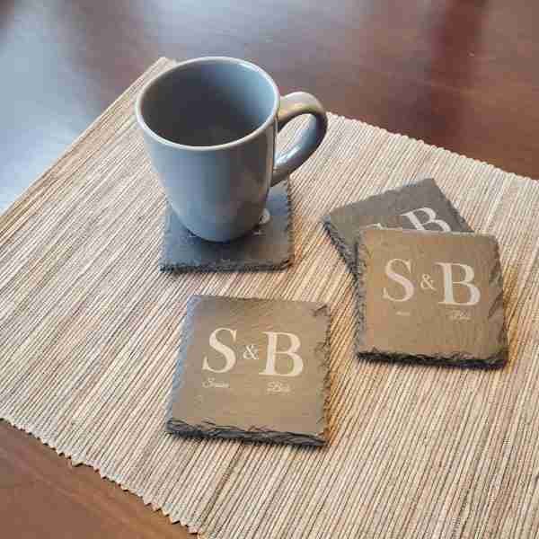 Personalized 4" x 4" Slate Square 4-Coaster Set - #001SLT