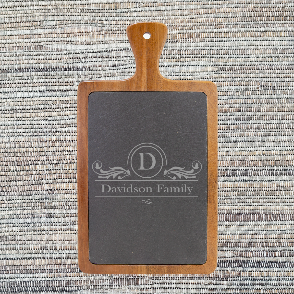 Acacia Wood & Slate Cutting/Serving Board with Handle - Image 7