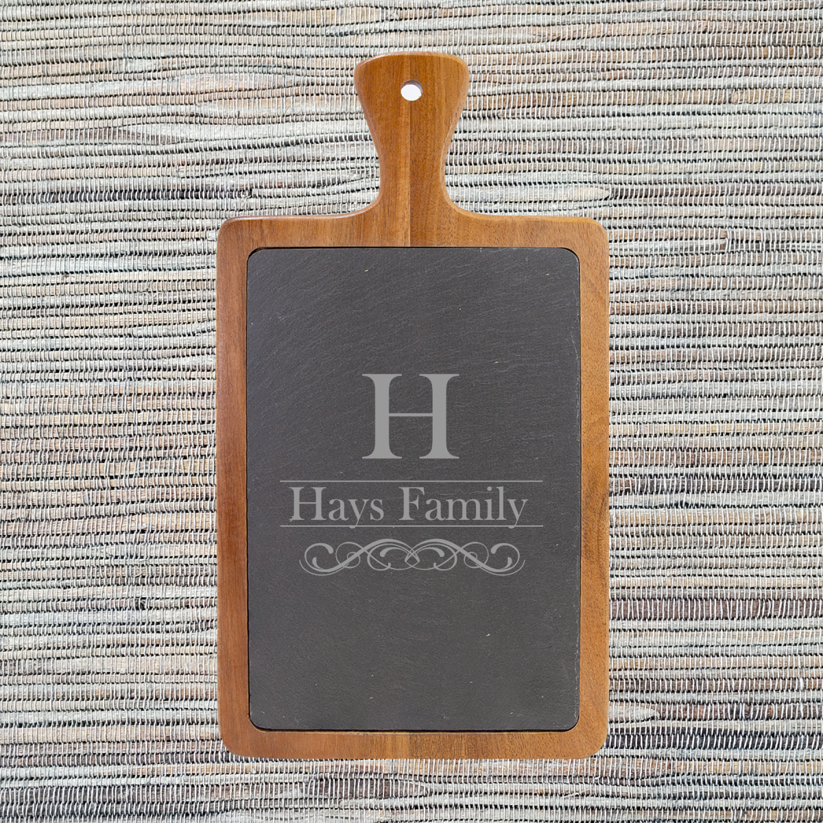 Acacia Wood & Slate Cutting/Serving Board with Handle - Image 6