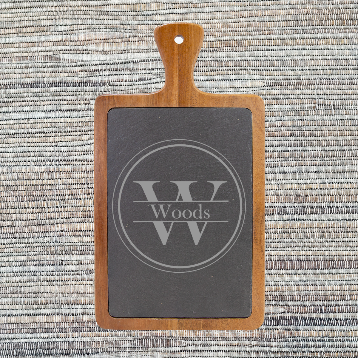 Acacia Wood & Slate Cutting/Serving Board with Handle - Image 4