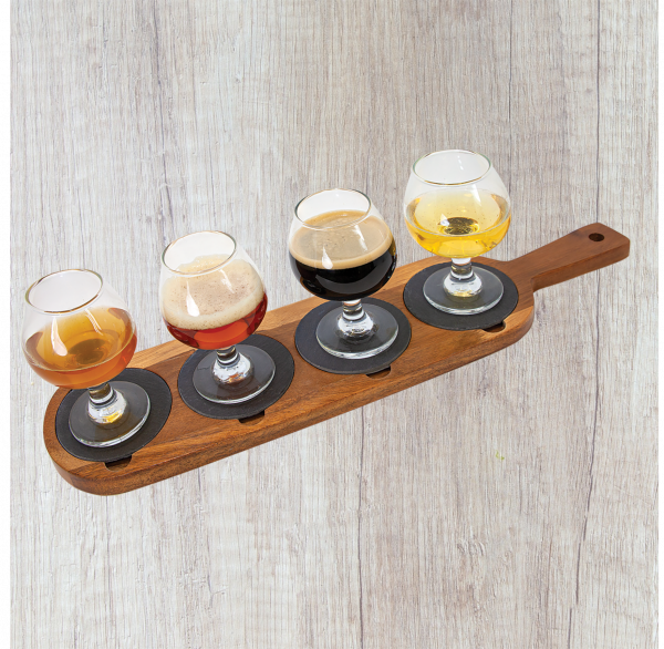 Acacia Wood/Slate Serving Board & Coaster Set
