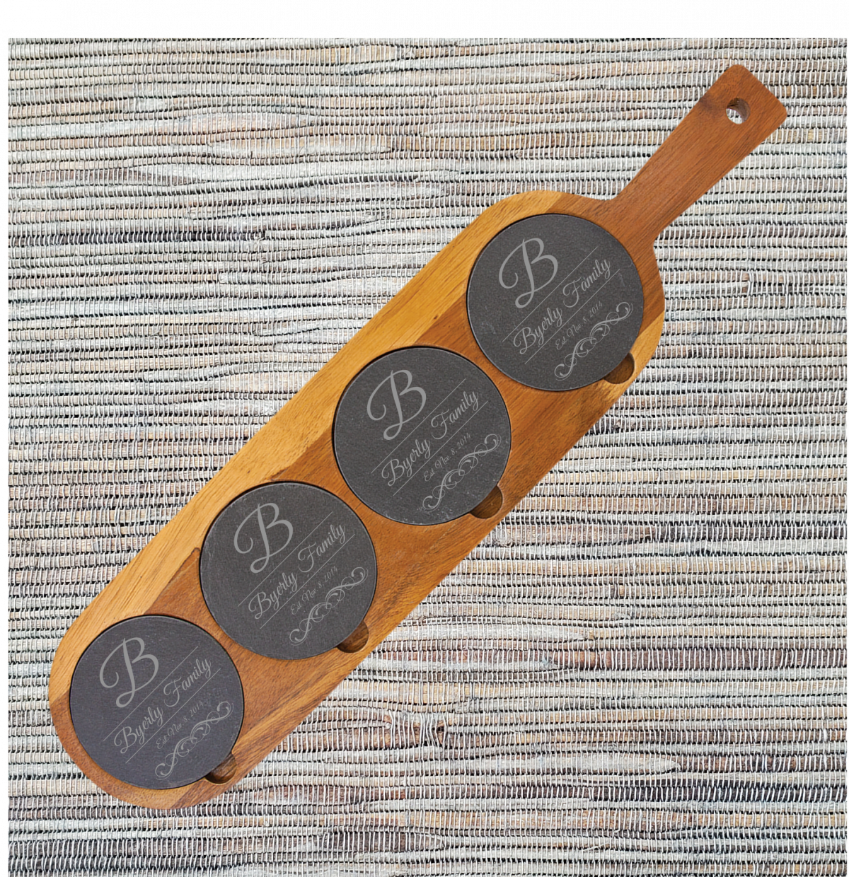 Acacia Wood/Slate Serving Board & Coaster Set - Image 4