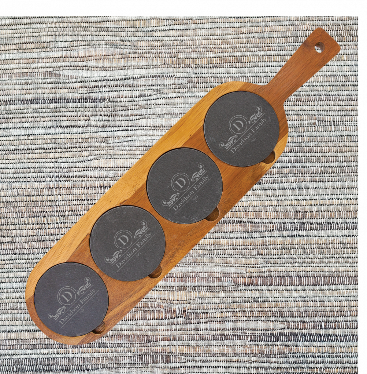 Acacia Wood/Slate Serving Board & Coaster Set - Image 6