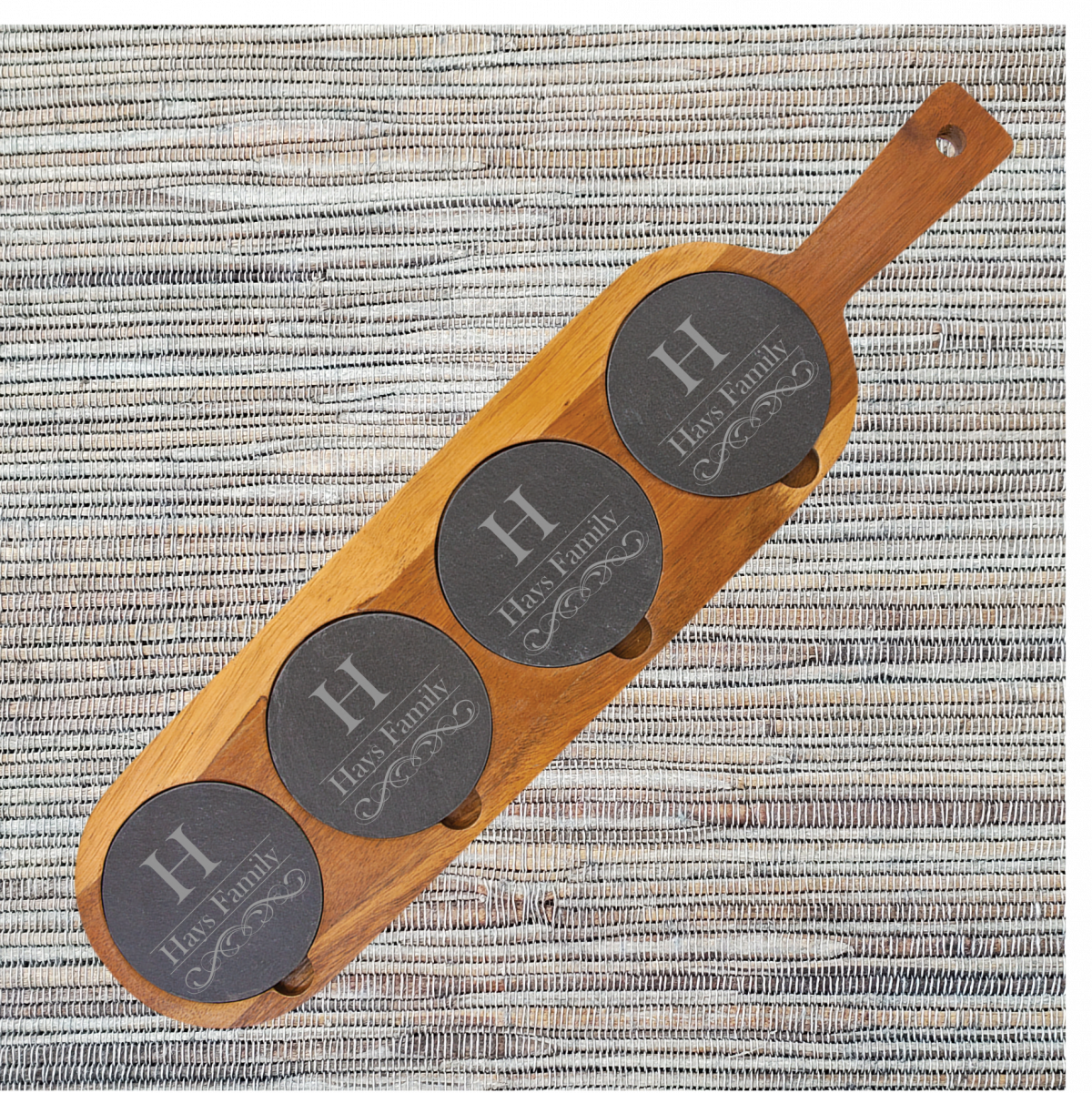 Acacia Wood/Slate Serving Board & Coaster Set - Image 7