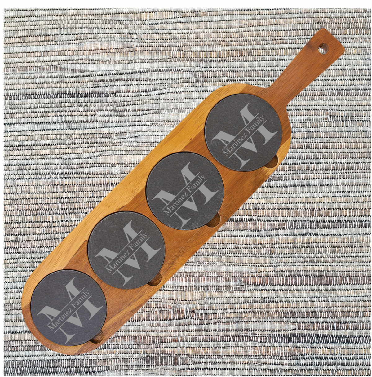 Acacia Wood/Slate Serving Board & Coaster Set - Image 8