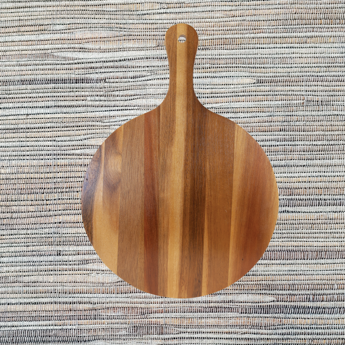 Acacia Wood & Slate Cutting/Serving Board with Handle, Round - Image 12